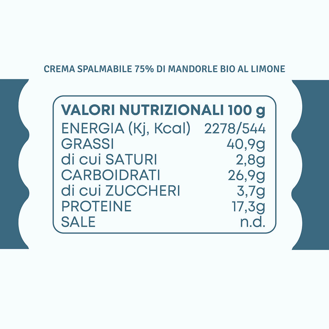 Crema 75% Mandorle Bio al Limone - Senza zuccheri aggiunti